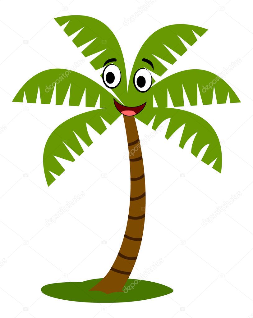 Happy Cartoon Palm Tree , Vector illustration 