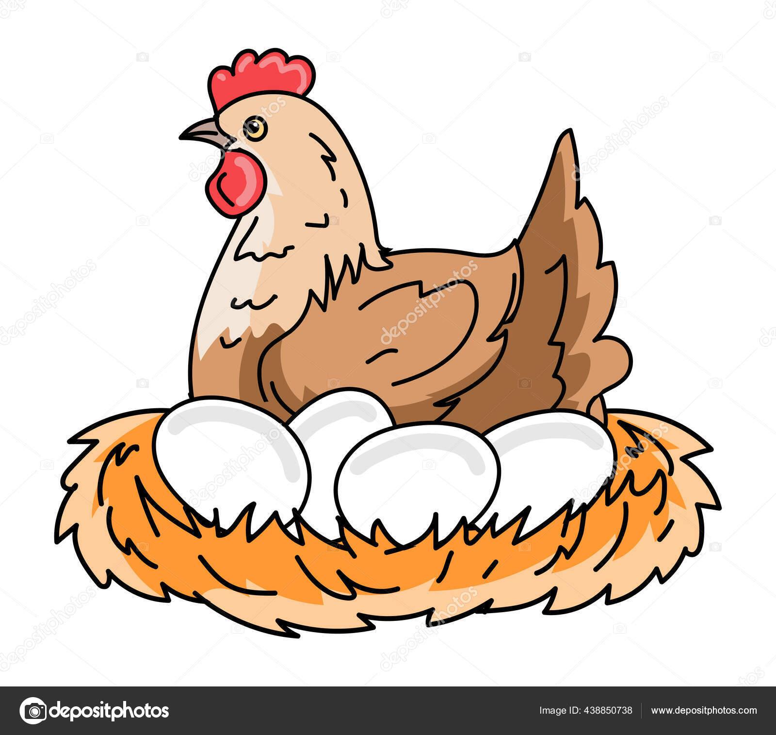 Clipart colorido de desenho de frango com ovo