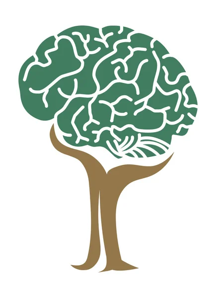 Tree Brain Concept Stock Illustration Logo Vector — Stock Vector