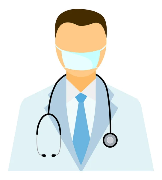 Médico Con Mascarilla Aislada Sobre Fondo Blanco — Vector de stock