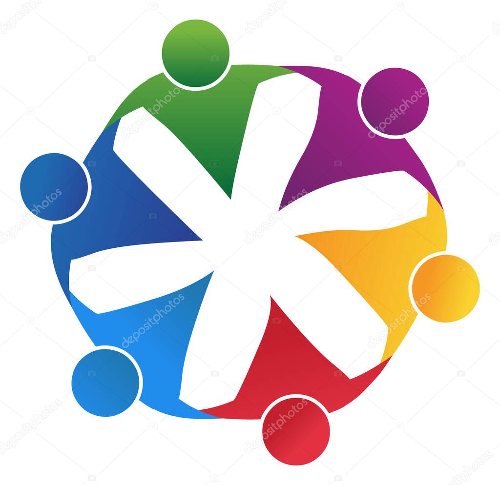 Teamwork logo icon vector , Group of people together logo illustration 