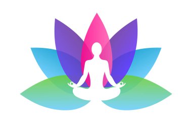 İzole edilmiş beyaz arkaplanda Lotus Yoga Vektör illüstrasyonu