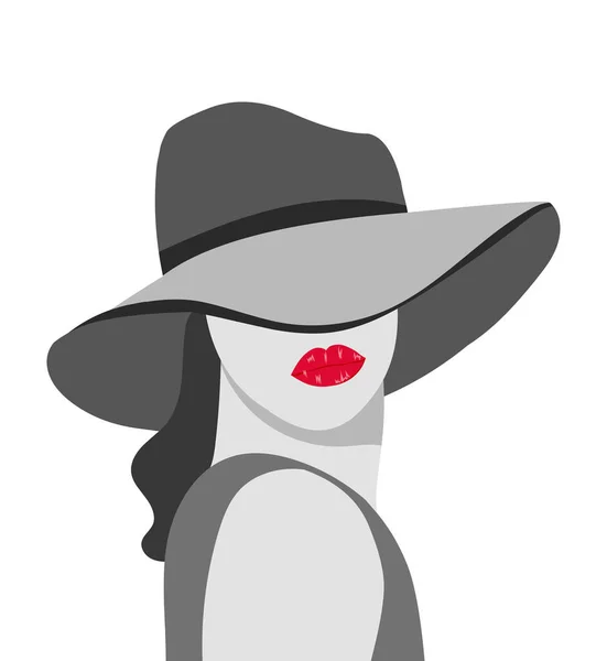 Mujer Bonita Con Los Labios Rojos Vector Ilustración — Vector de stock