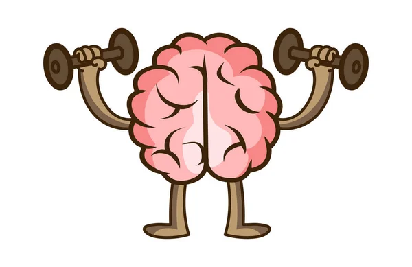 Cartoon Brain Lifting Dumbbells Vector Stock Illustration — Stock Vector