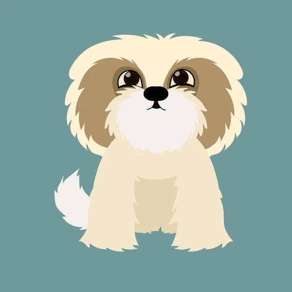 Kleiner Süßer Hund Sitzt Vektor Illustration — Stockvektor