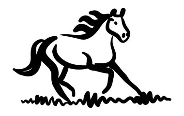 At yarışı Lineart Hayvan Çizim Atı illüstrasyonu