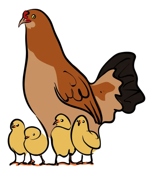 Курица Цыплятами Складе Иллюстрация Вектор — стоковый вектор
