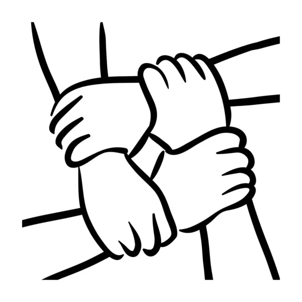 People Holding Hands Vector Illustration Stock Illustration Line Art — Stock Vector