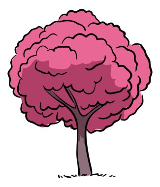 Ağaç İnce Çizgisi Simgesi, Pembe Ağaç Vektörü