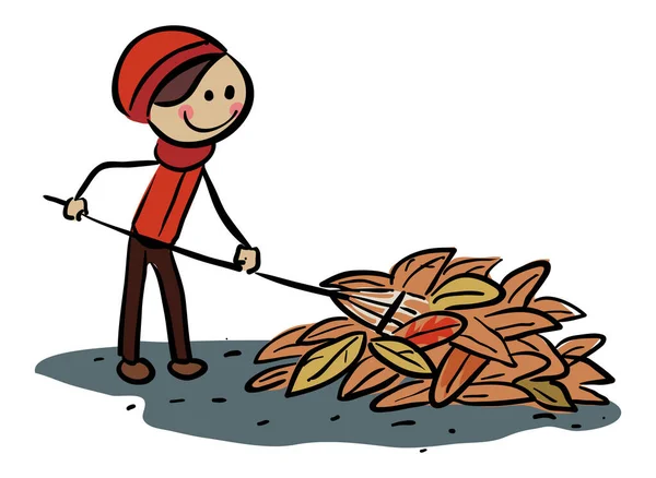 Raking Leaves stok illüstrasyon vektörü