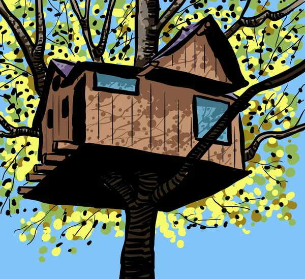 Realistic Colorful Cartoon Tree House Stock Illustration — Stock Vector