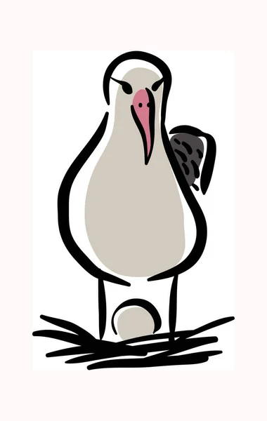 Albatross Πουλί Απεικόνιση Απόθεμα Διάνυσμα Αυγών Απομονώνονται Λευκό Φόντο — Διανυσματικό Αρχείο