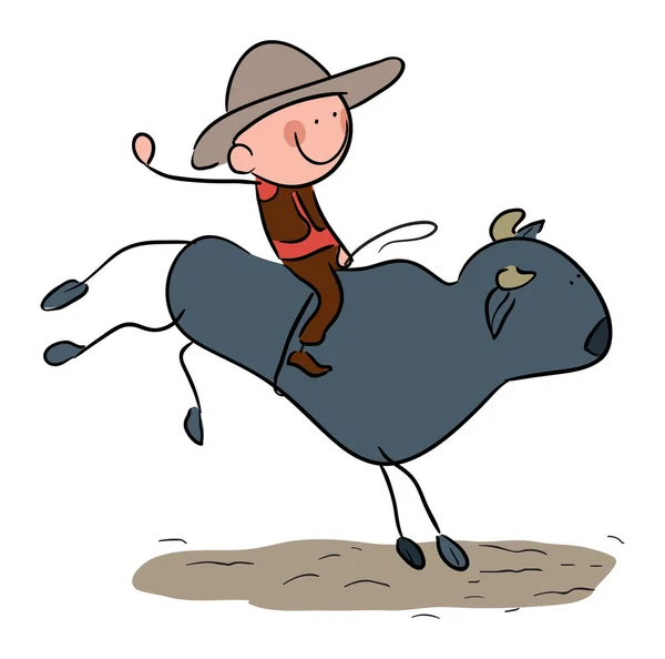 Figurine Bâton Boy Bull Riding Vctor Illustration — Image vectorielle