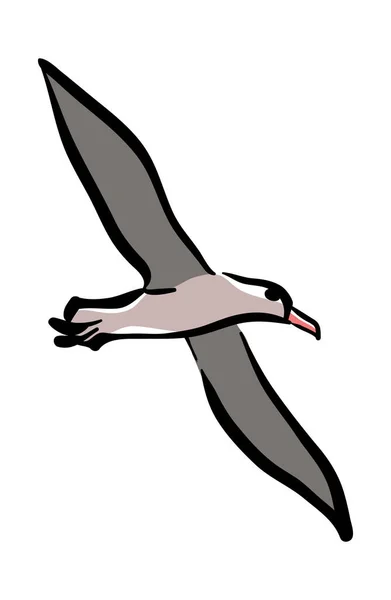 Albatros Volant Illustration Oiseau Vecteur Isolé Arrière Plan Blanc — Image vectorielle