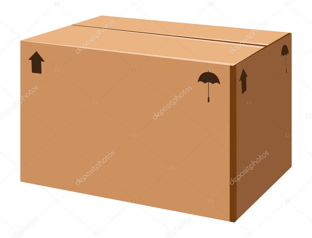 carton box container three dimensional object mockup ,Box package stock illustration