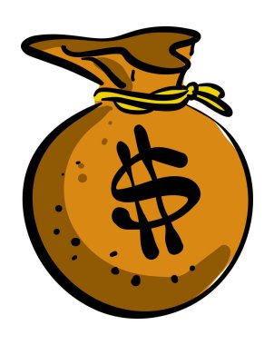 Para çantası vektör simgesi, para çantası düz çizgi film illüstrasyonu izole hisse senedi illüstrasyonu