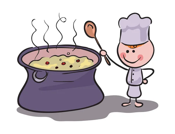 Chef Cuisine Dans Cuisine Illustration Vecteur Stock — Image vectorielle