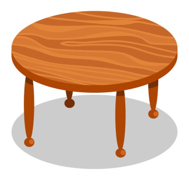 Yuvarlak tahta masa, beyaz arkaplan resimlerinde izole edilmiş.