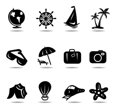 Seyahat ve Turizm Vektörü simgeleri, Siluet