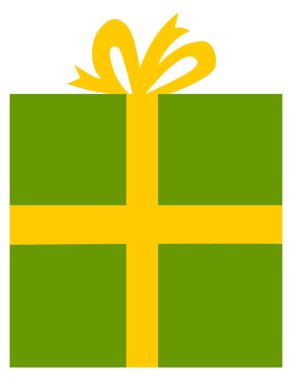 Fiyonklu bir hediye kutusu. Düz simge vektör illüstrasyonu