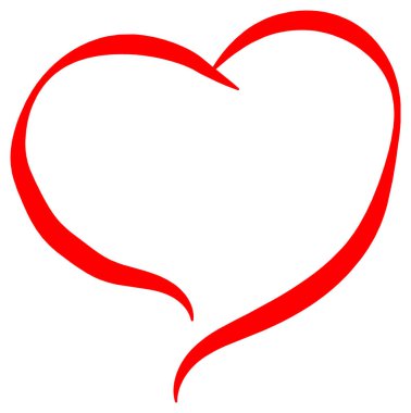 Elle çizilmiş kalp aşk işareti. Romantik kaligrafi vektör çizimi