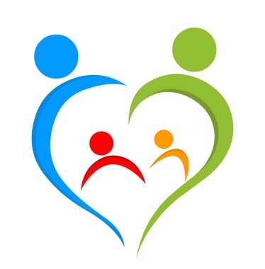 Beyaz arkaplanda izole edilmiş aile logo ikonu vektör çizimi  