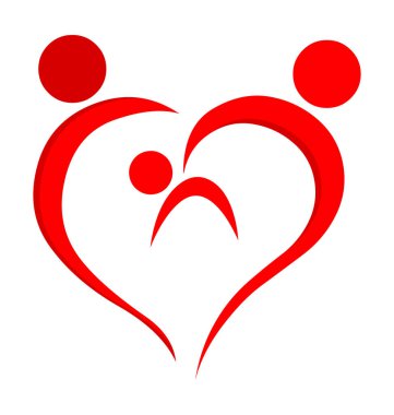 Aile logosu aşk kalp konsepti çizimi