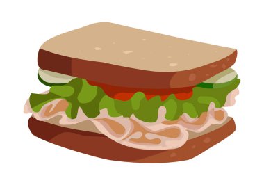 Beyaz arkaplanda izole edilmiş sandviç ekmek illüstrasyon vektörü