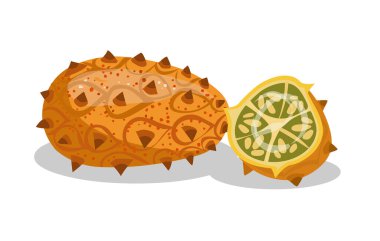 Meyve egzotik kiwano vektör illüstrasyonu beyaz arkaplanda izole