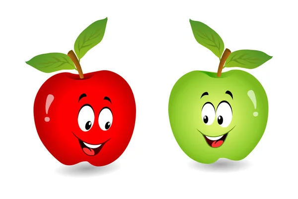Zielone Czerwone Jabłko Wektor Kreskówki Ilustracja Izolowane Białym Tle — Wektor stockowy