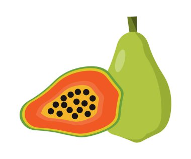 Papaya illüstrasyon logo simgesi vektörü beyaz arkaplanda izole edildi