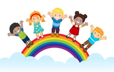 Gökkuşağı çocuk vektör çizimi beyaz arkaplanda izole