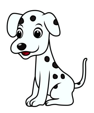 Dalmaçyalı köpek beyaz arka planda izole edilmiş çizgi film çizim vektörü