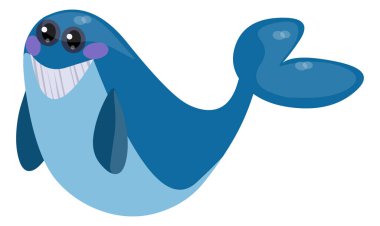 Çizgi film balina çizimi beyaz arkaplanda izole edildi