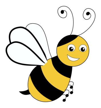 Tatlı Bal Arısı çizgi film çizim vektörü beyaz arkaplanda izole