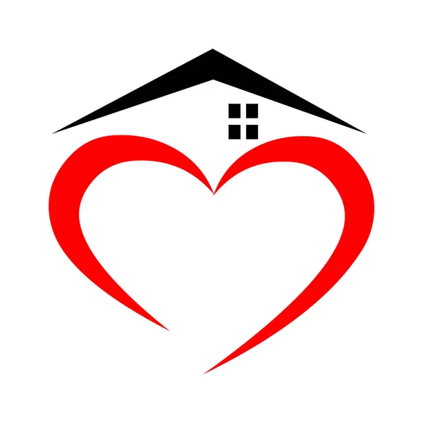Beyaz arkaplanda izole edilmiş ev ve kalp logo ikonu vektörü