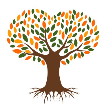 Kalp ağacı çizimi beyaz arkaplanda izole edildi