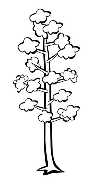 Albero Linea Disegno Vettoriale Illustrazione Isolato Sfondo Bianco — Vettoriale Stock