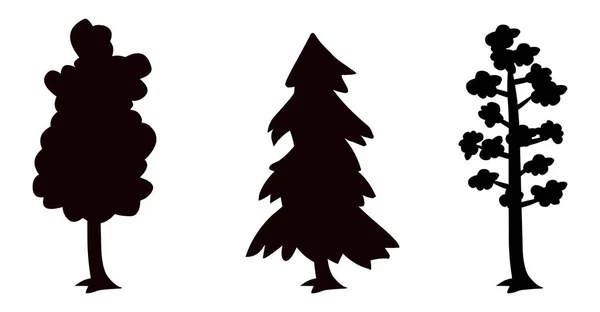 Δέντρο Silhouette Σύνολο Διάνυσμα Απομονωμένο Λευκό Φόντο — Διανυσματικό Αρχείο