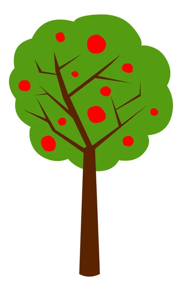 Ilustrasi Pohon Apel Diisolasi Abckground Putih - Stok Vektor
