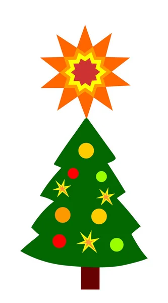 Weihnachtsbaum Mit Sternvektor Isoliert Auf Weißem Grund — Stockvektor