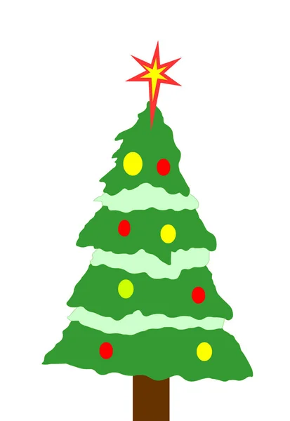 Geschmückter Weihnachtsbaum Isoliert Auf Weißem Grund — Stockvektor