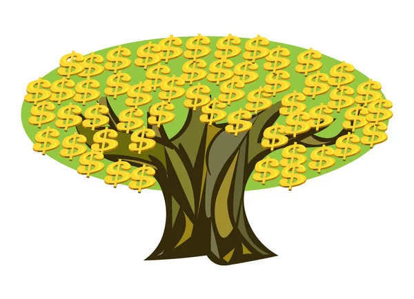 Dollar Arbre Argent Concept Vectoriel Illustration Isolé Sur Fond Blanc — Image vectorielle