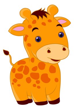 Yavru zürafa çizgi film vektörü beyaz arkaplanda izole edildi