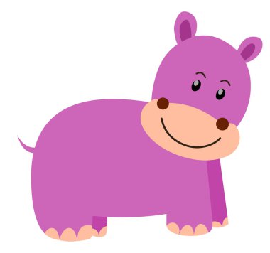 Çizgi film hipopotam vektör çizimi beyaz arkaplanda izole edildi