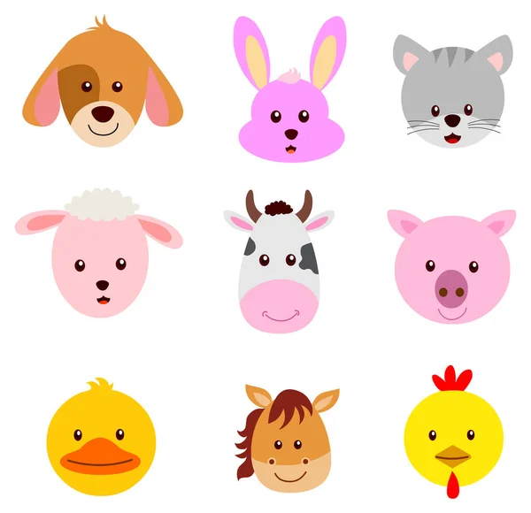 Desenhos Animados Animal Rosto Vetor Ilustração Isolado Fundo Branco — Vetor de Stock