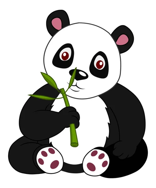 Cartoon Panda Eating Leaf Cartoon Illustration — Stock Vector