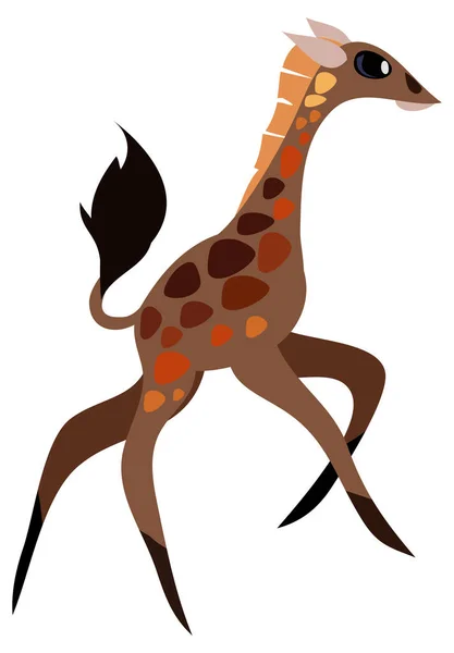 Giraffe Läuft Cartoon Illustration Vektor Isoliert Auf Weißem Hintergrund — Stockvektor