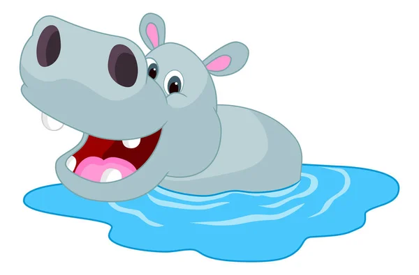 Hippo Water Cartoon Dier Clipart Vector Geïsoleerd — Stockvector
