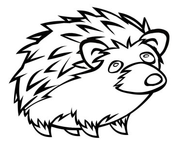 Kirpi çizgi film siyah çizgi beyaz arkaplan üzerine çizim